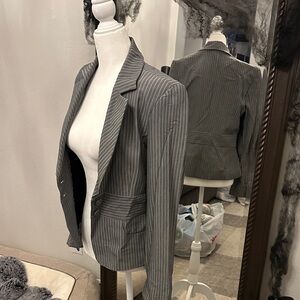 White House Black Market Gray Striped Blazer